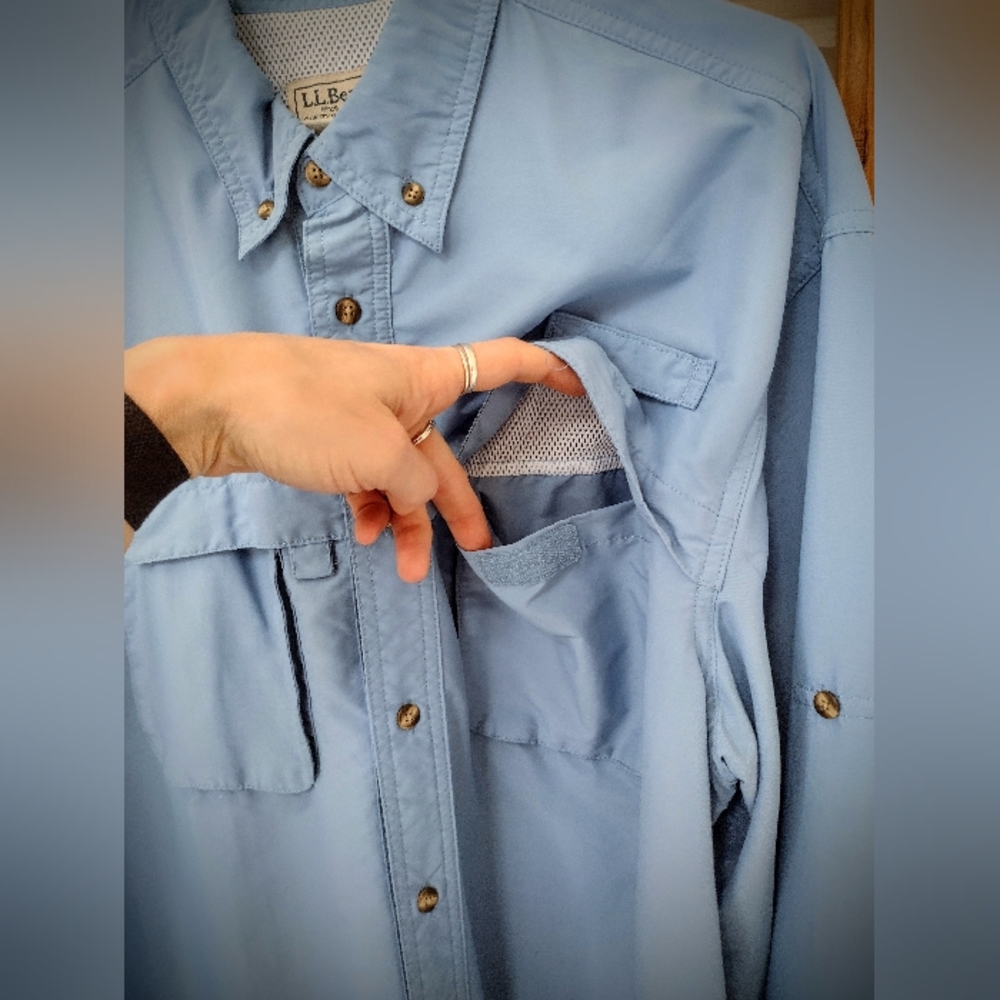 L.L. Bean M's Large Blue Tropicwear LS Sun Shirt Old Version Pre-2020, Brand New - Picture 5 of 12